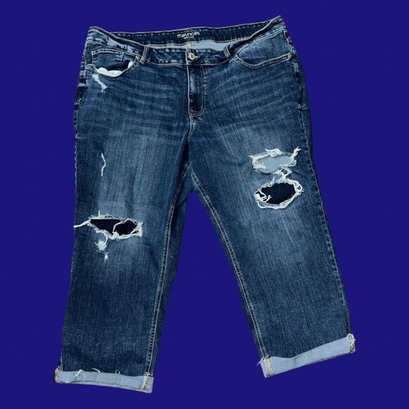 Plus Size Maurices Crop Distressed Jeans Size 24 43x24 #204 - Picture 1 of 5